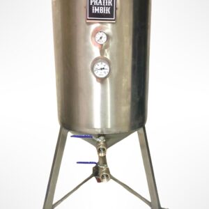 70LT paslanmaz konik fermenter – çift vanalı, termometreli fermantasyon tankı